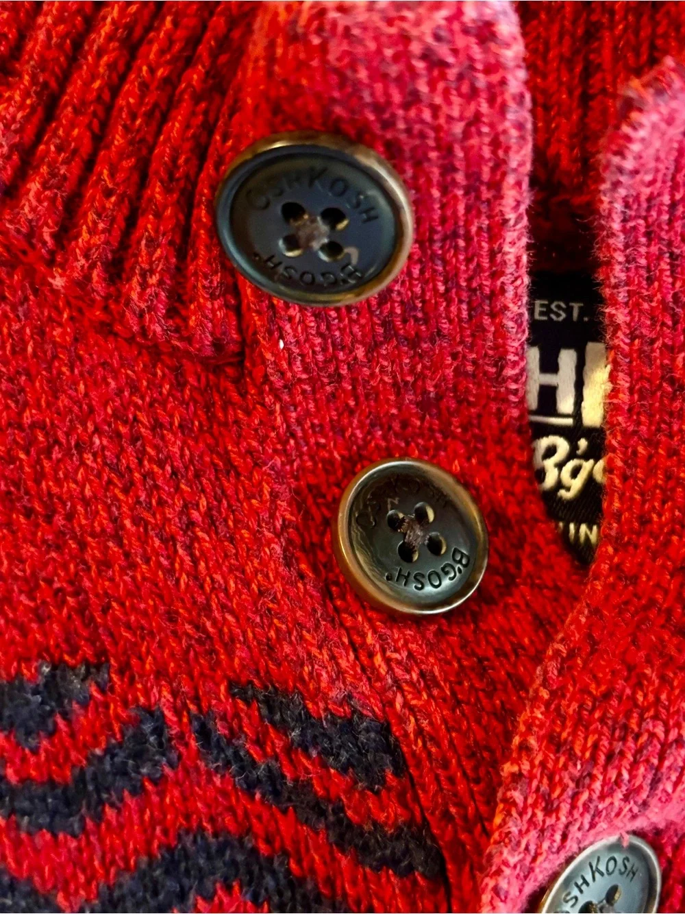 OshKosh B’gosh Boys 3T Red Fair Isle Button Mock Neck Sweater Cozy Knit